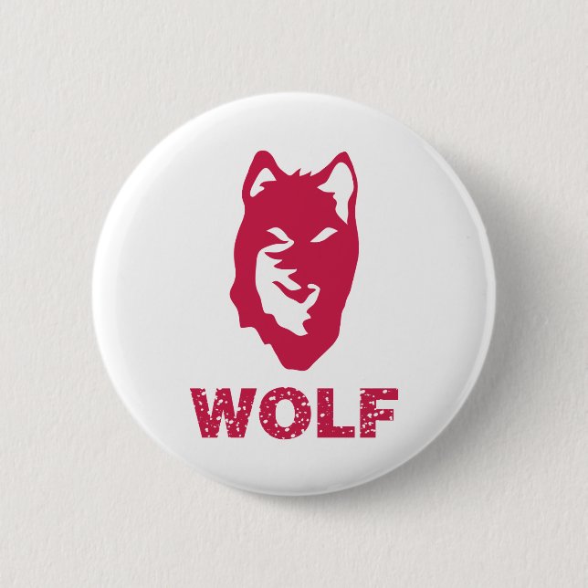 Wolf (Red) 6 Cm Round Badge (Front)