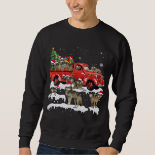 Wolf Riding Red Truck Merry Christmas X-mas Ugly G Sweatshirt