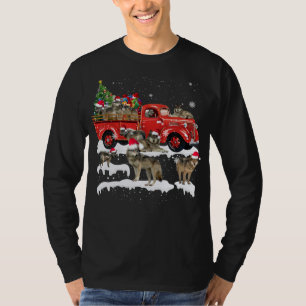 Wolf Riding Red Truck Merry Christmas X-mas Ugly G T-Shirt