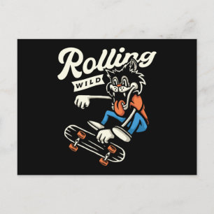 Wolf  Rolling Wild Skate Design Postcard
