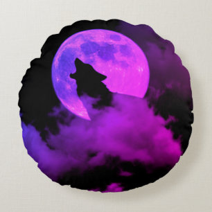 wolf round pillow