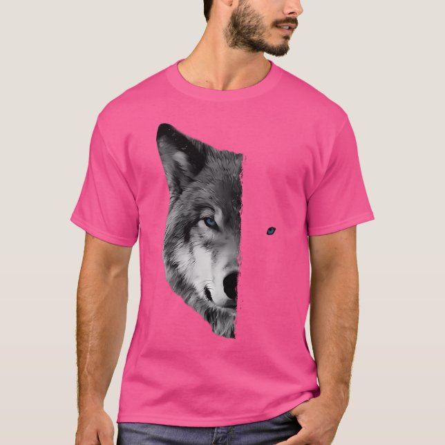 Wolf s Split Face Wolf Magical Wolves T-Shirt (Front)
