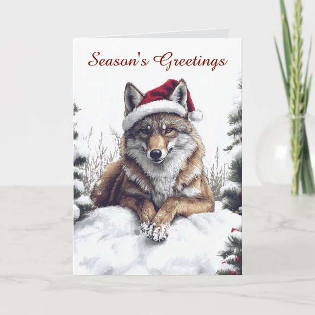 Wolf Santa Christmas Card (Front)