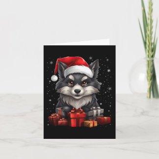 Wolf Santa Claus Hat Christmas Snow Xmas Pajama Pa Card