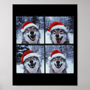 Wolf Santa Hat Animal Photography Christmas Wolf Poster