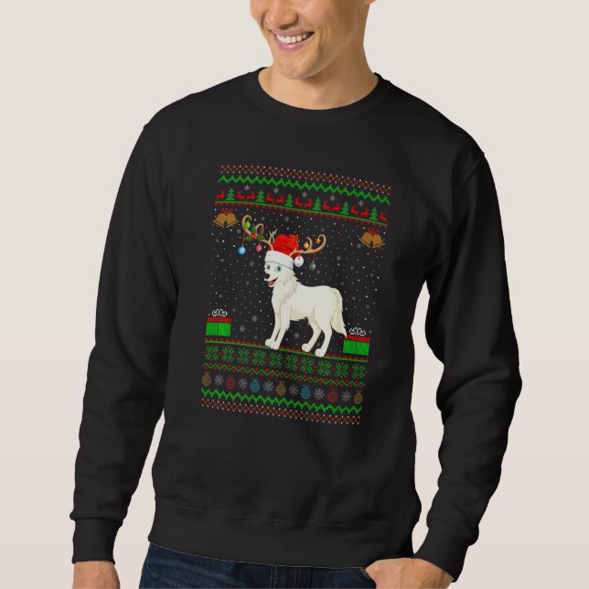Wolf Santa Hat Matching Ugly Arctic Wolf Christmas Sweatshirt (Front)