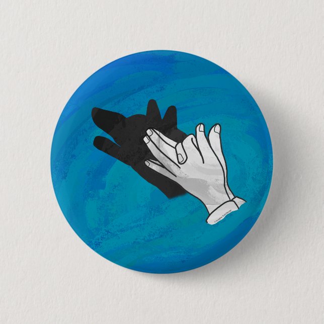 Wolf Shadow on Blue 6 Cm Round Badge (Front)