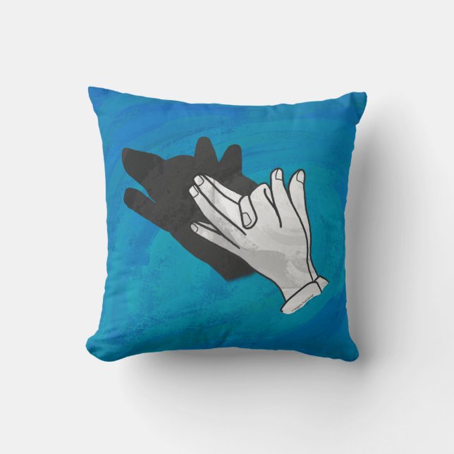 Wolf Shadow on Blue Cushion (Front)