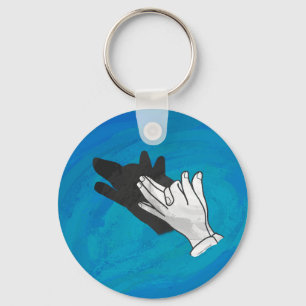 Wolf Shadow on Blue Key Ring