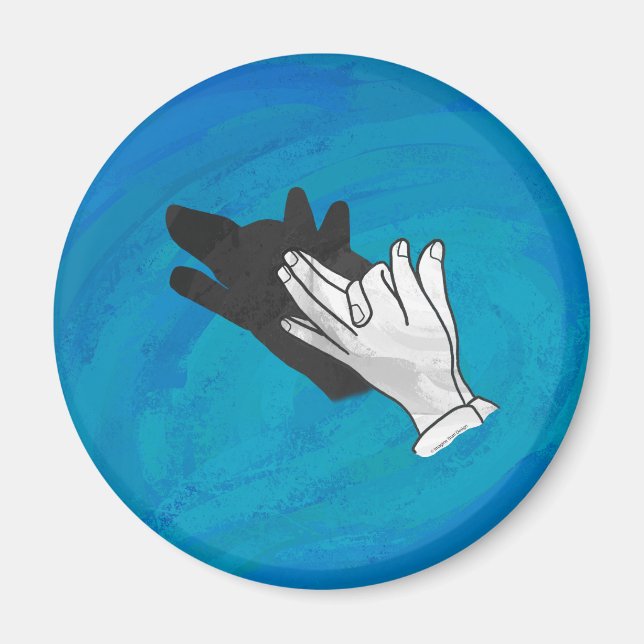 Wolf Shadow on Blue Magnet (Front)