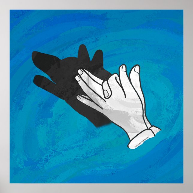 Wolf Shadow on Blue Poster (Front)