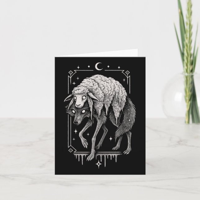 Wolf Sheep Horror Creepy Folklore Scary Goth Alt A Card (Front)