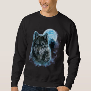 Wolf Shirt, Grey Wolf Hunting Ground, Icy Moon Sweatshirt