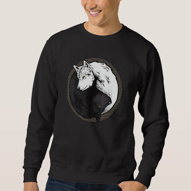 Wolf Shirts, Yin Yang Wolves Animal Gift Sweatshirt (Front)