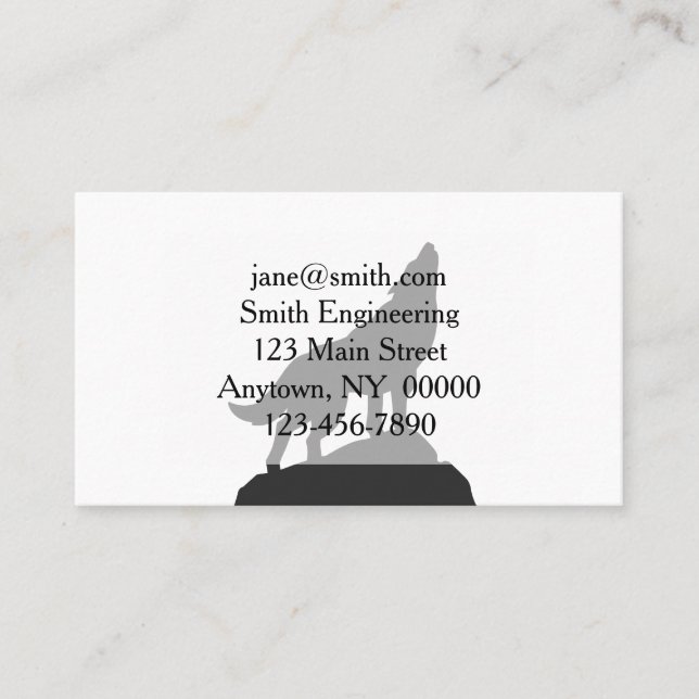 wolf silhouette howling - Choose background color Business Card (Front)