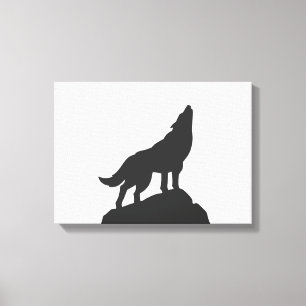 wolf silhouette howling - Choose background colour Canvas Print