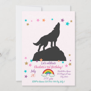 wolf silhouette howling - Choose background colour Invitation