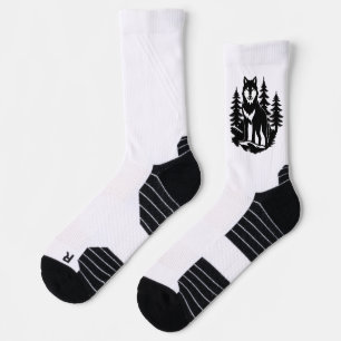 Wolf Silhouette in Forest Socks