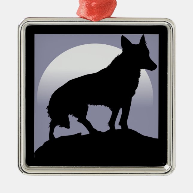 WOLF SILHOUETTE METAL TREE DECORATION (Front)