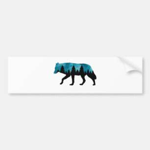 Wolf Silhouette Modern Bumper Sticker
