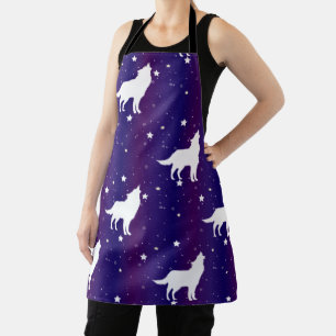 Wolf Silhouette Starry Night Galaxy Lover Universe Apron