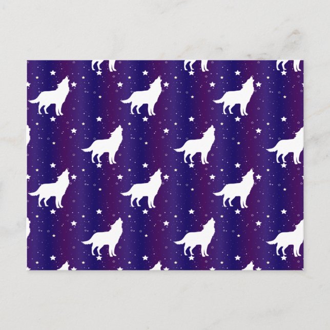 Wolf Silhouette Starry Night Galaxy Lover Universe Postcard (Front)