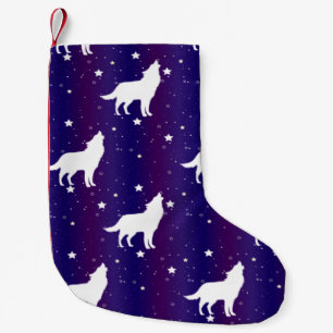 Wolf Silhouette Starry Night Galaxy Lover Universe Small Christmas Stocking
