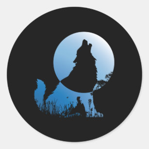 Wolf Silhouette Wolf Nature Lover Classic Round Sticker