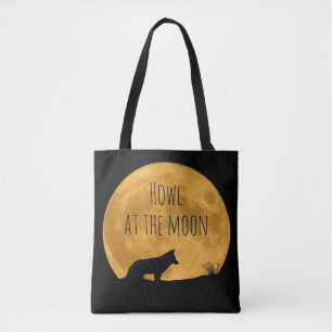 Wolf Silhouetted in Bright Moon  Tote Bag