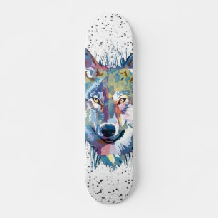 Wolf Skateboard   Colourful Wolf Drawing