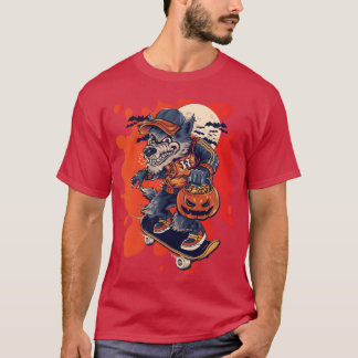 wolf skateboarding in halloween family T-Shirt