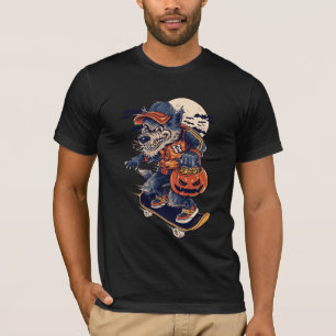 Wolf Skateboarding on Trick and Treat T-Shirt