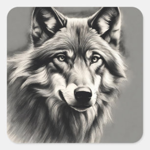 Wolf Sketch Square Sticker