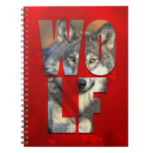 Wolf Sketchbook Animal Photograph with Typography  Notebook