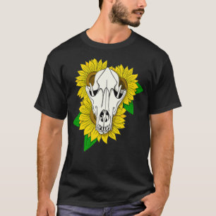 Wolf Skull and Sunflower Pretty Taidermy Gifts Men T-Shirt