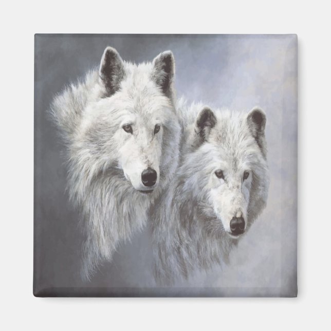 Wolf Snow Buddies Magnet (Front)