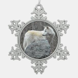 Wolf Snowflake Pewter Christmas Ornament