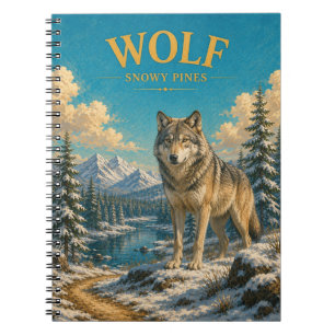 Wolf Snowy Pines Watercolor GeoSaga Notebook
