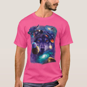 Wolf Space Galaxy Stars Moon Wolves Space Astrolog T-Shirt