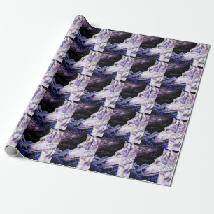 Wolf Space Mountains Forest Painting Wrapping Paper