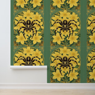 Wolf Spider And Yellow Jasmine Flowers Wallpaper