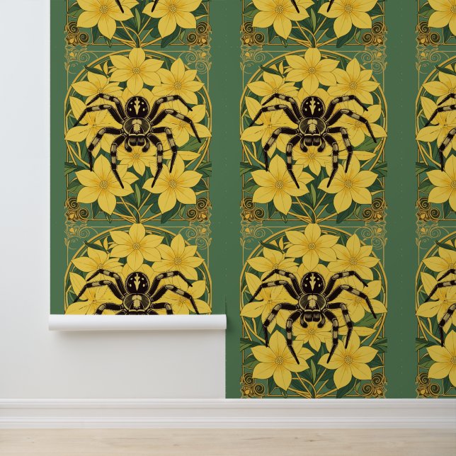 Wolf Spider And Yellow Jasmine Flowers Wallpaper (Application)
