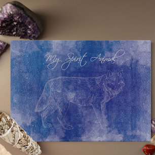Wolf Spirit Animal Blue Decorative Cutting Board