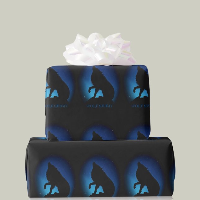 Wolf spirit fenrir wolves black blue gift wrap (Creator Uploaded)