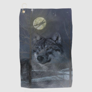 Wolf Spirit Moon Night Golf Towel