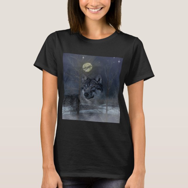 Wolf Spirit Moon Night T-Shirt (Front)