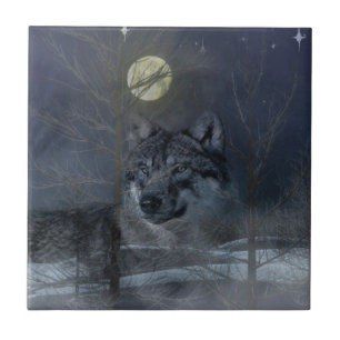 Wolf Spirit Moon Night Tile