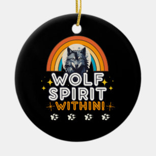 Wolf Spirit Within Ceramic Tree Decoration