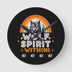 Wolf Spirit Within Round Clock
