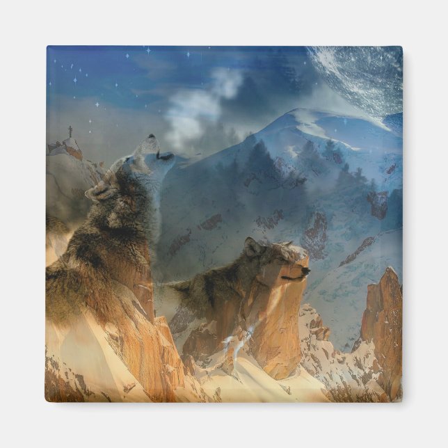 Wolf Spirits in Mountain Mist Magnet (Front)